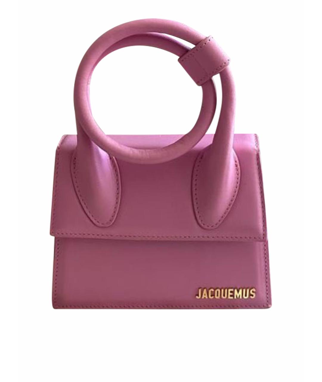 JACQUEMUS Розовая кожаная сумка с короткими ручками, фото 1