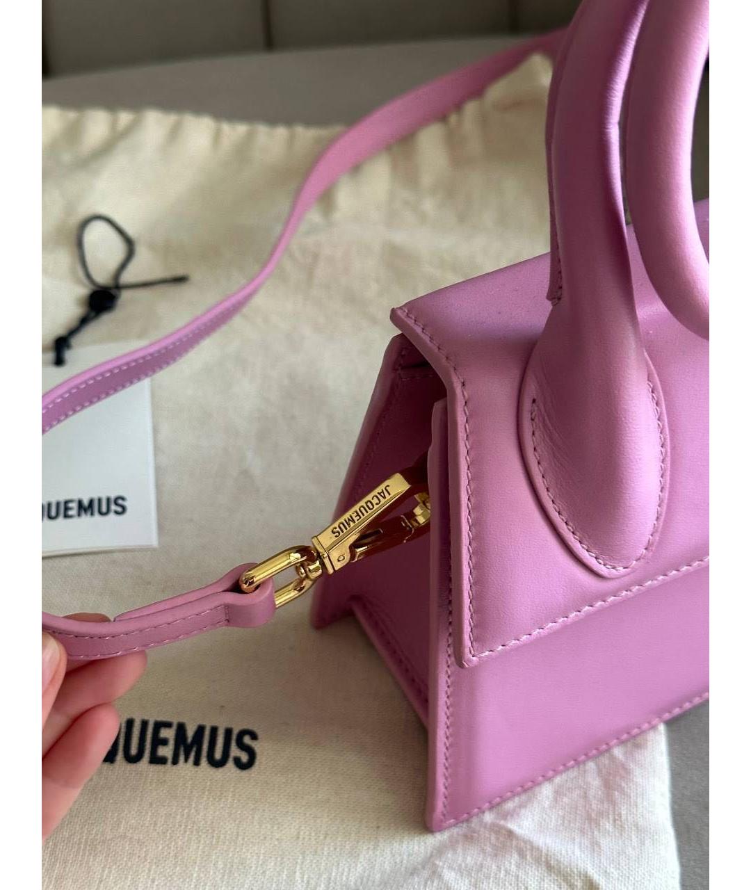 JACQUEMUS Розовая кожаная сумка с короткими ручками, фото 3