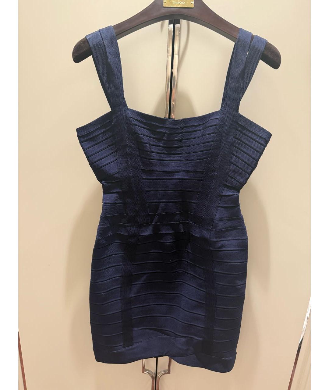 HERVE LEGER Темно-синее коктейльное платье, фото 5