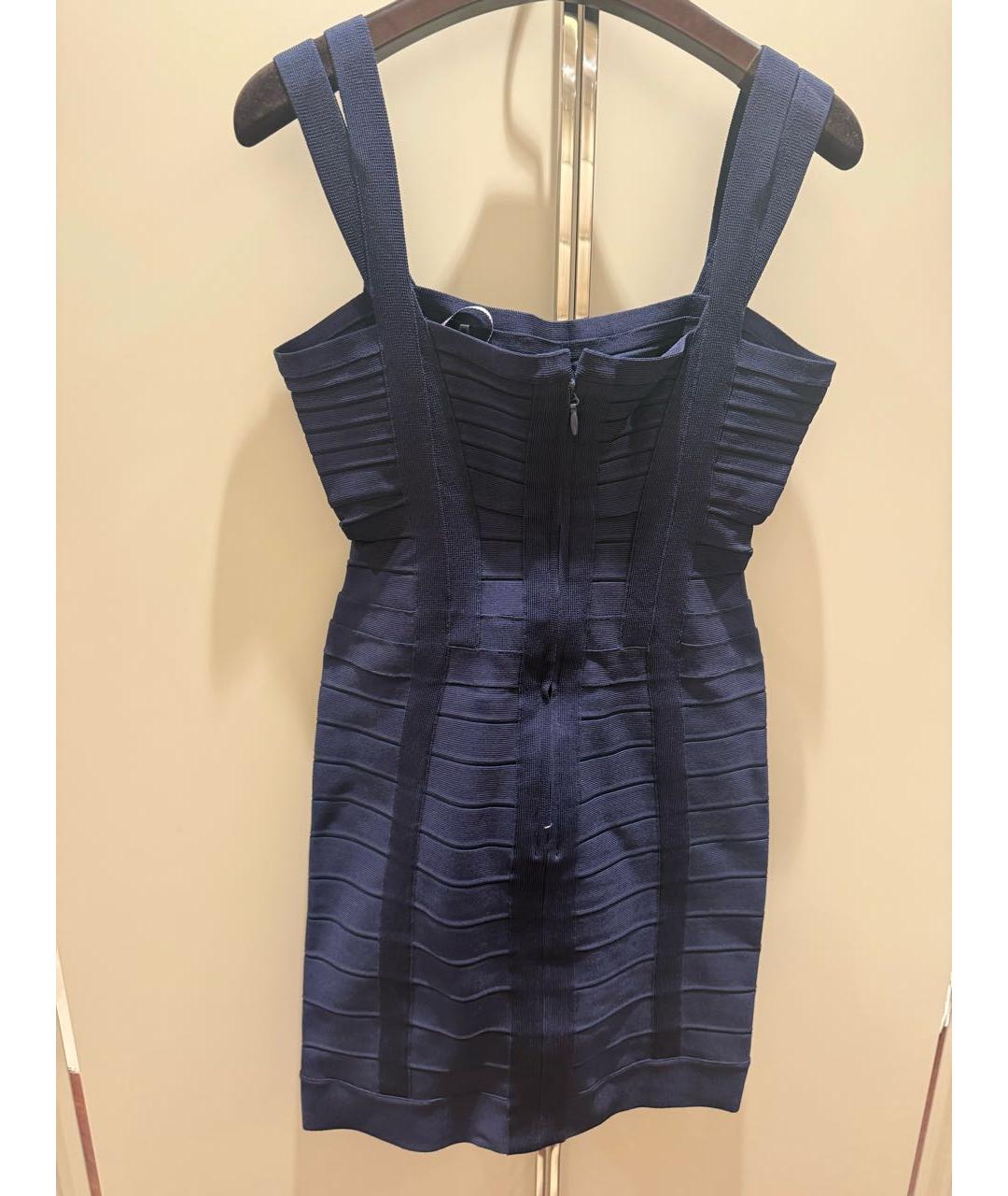HERVE LEGER Темно-синее коктейльное платье, фото 2