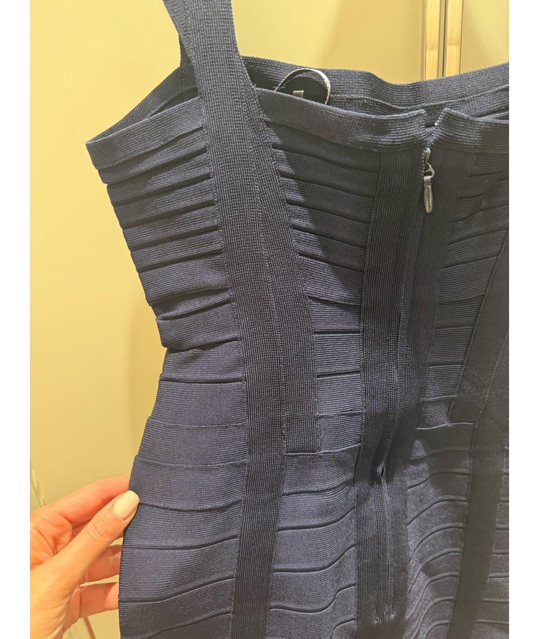HERVE LEGER Темно-синее коктейльное платье, фото 4