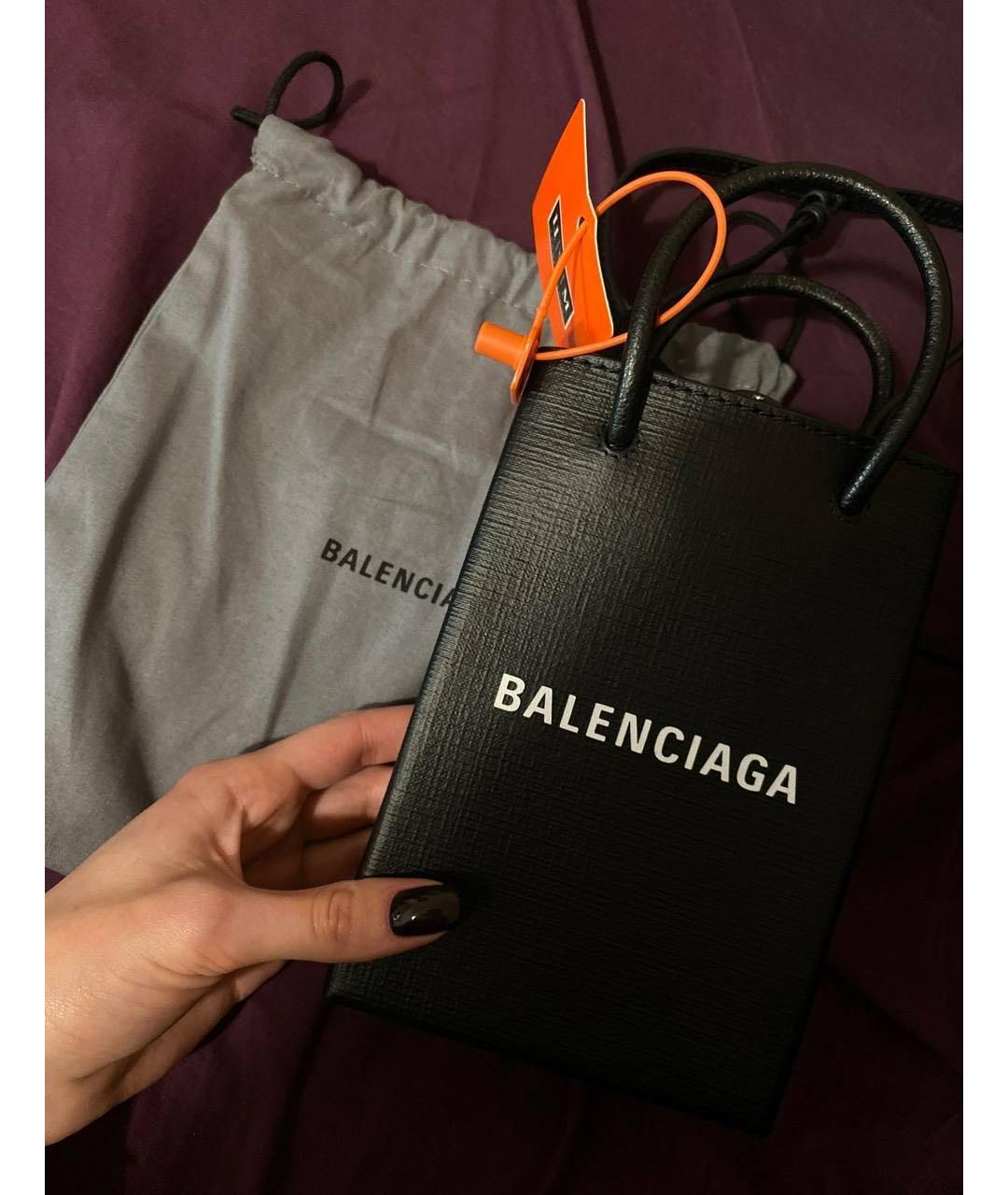 BALENCIAGA Черная кожаная сумка с короткими ручками, фото 3