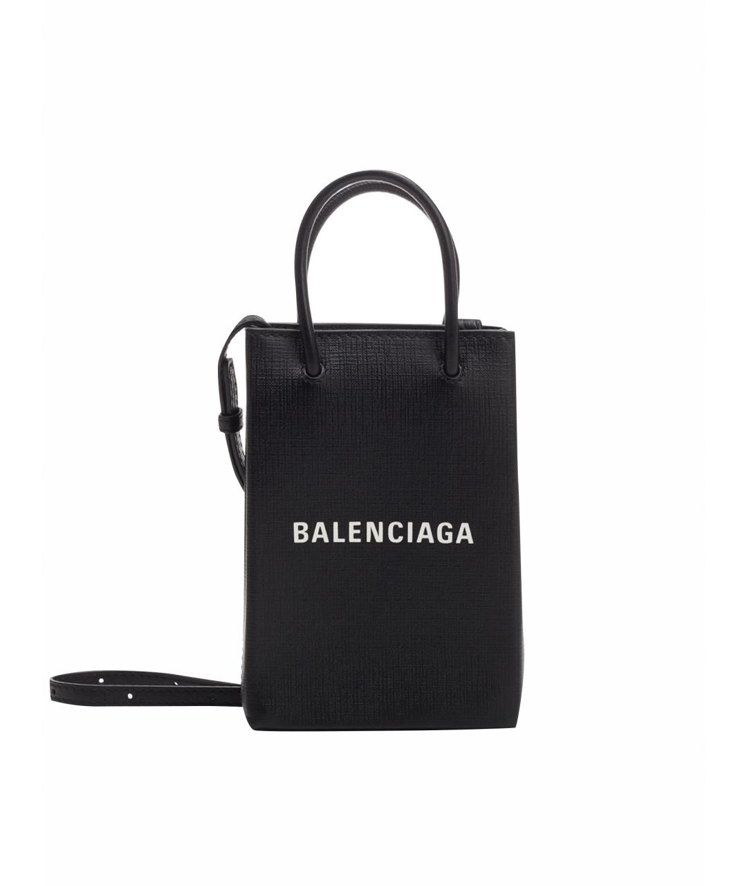 BALENCIAGA Черная кожаная сумка с короткими ручками, фото 1
