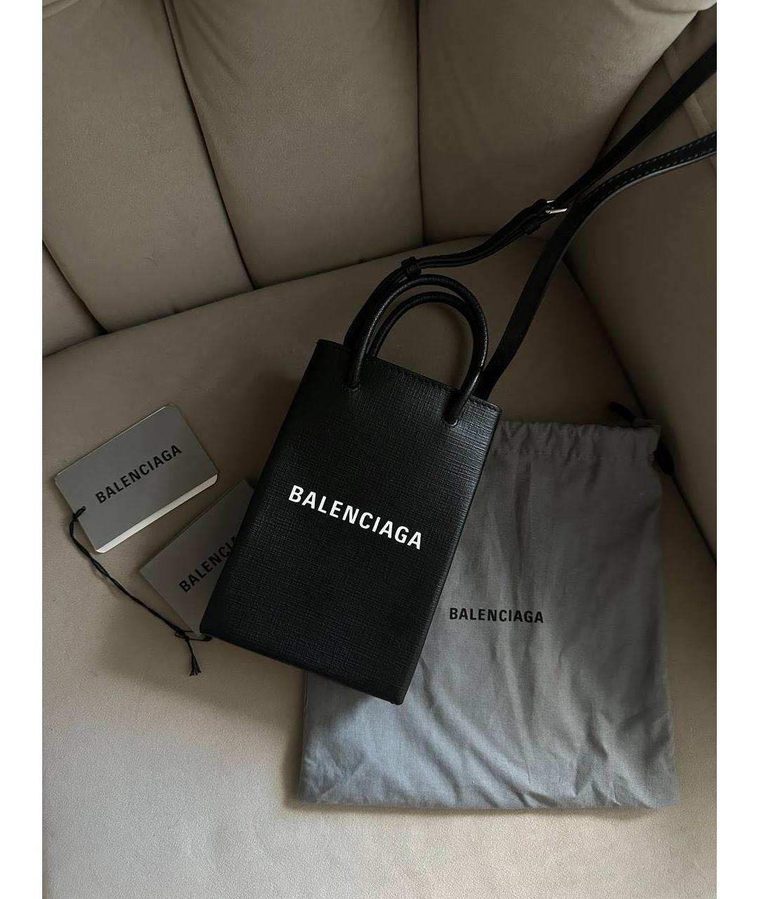 BALENCIAGA Черная кожаная сумка с короткими ручками, фото 4