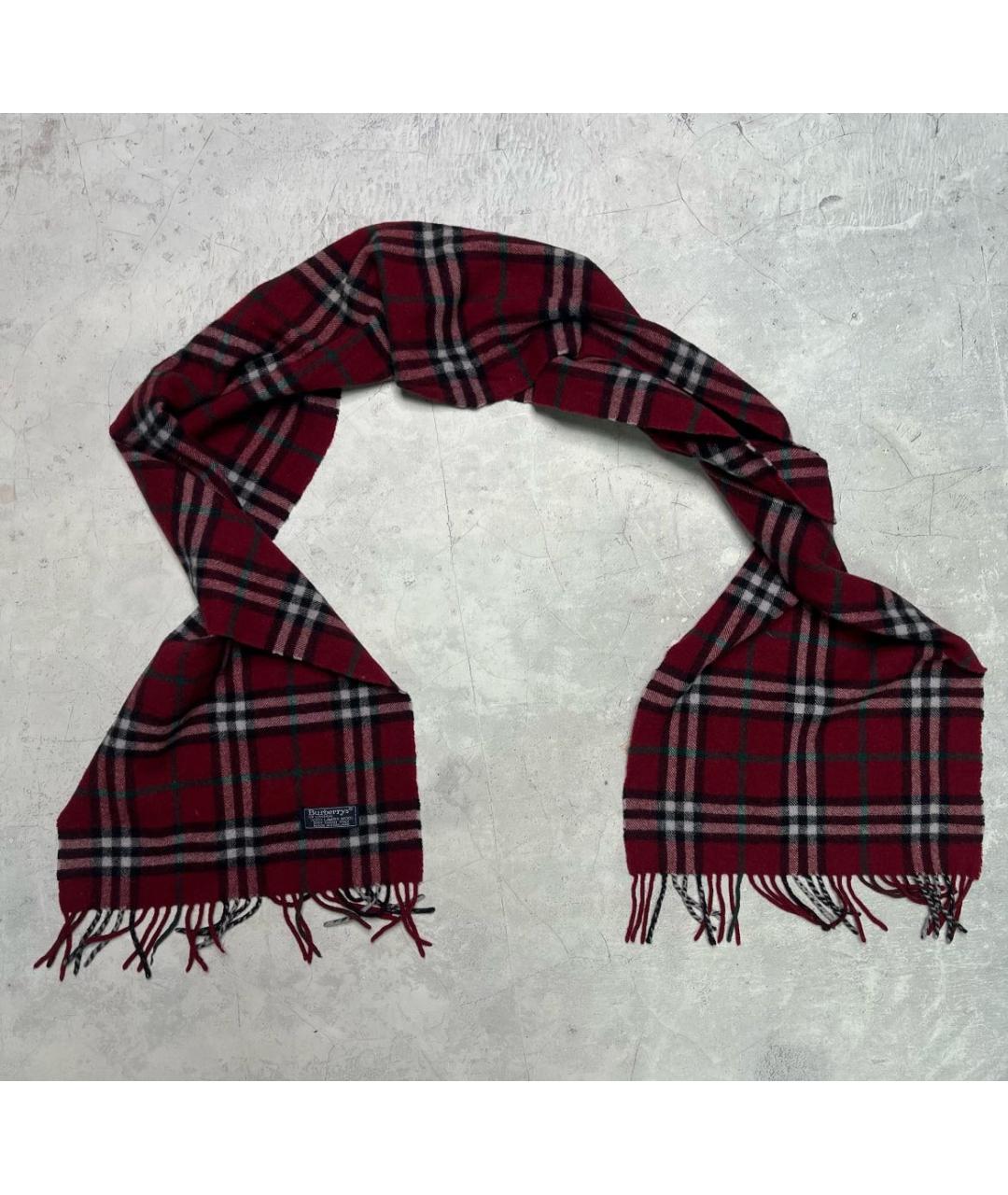 BURBERRY Бордовый шерстяной шарф, фото 2