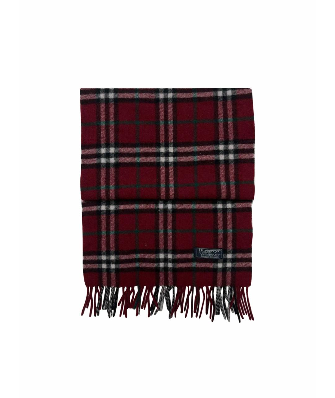 BURBERRY Бордовый шерстяной шарф, фото 1
