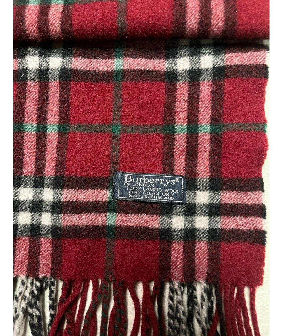 BURBERRY Бордовый шерстяной шарф, фото 3