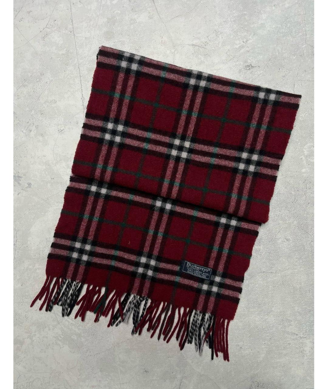 BURBERRY Бордовый шерстяной шарф, фото 4