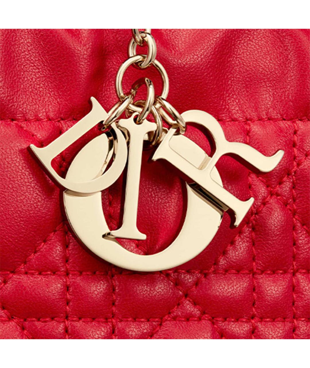 CHRISTIAN DIOR Красная кожаная сумка через плечо, фото 6