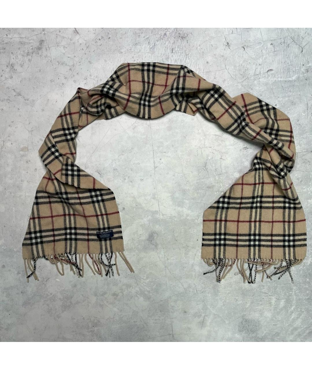 BURBERRY Бежевый шерстяной шарф, фото 2