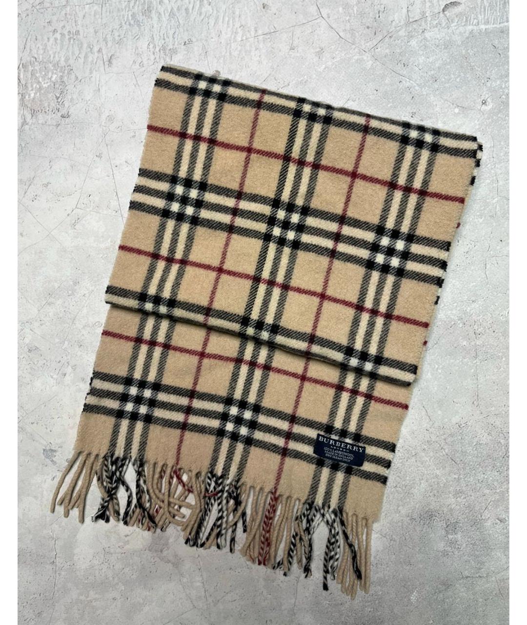 BURBERRY Бежевый шерстяной шарф, фото 5