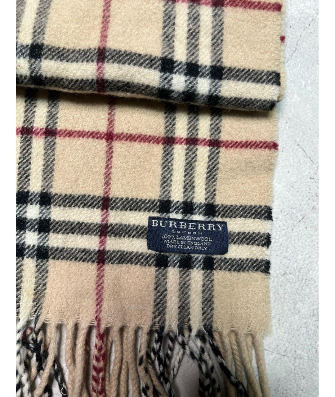 BURBERRY Бежевый шерстяной шарф, фото 3