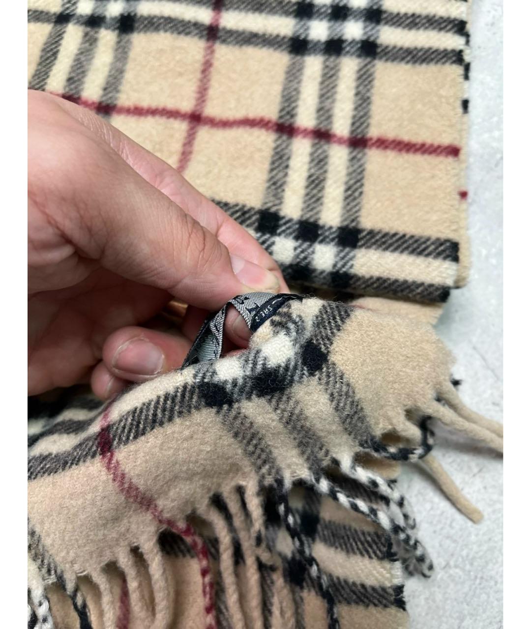 BURBERRY Бежевый шерстяной шарф, фото 4
