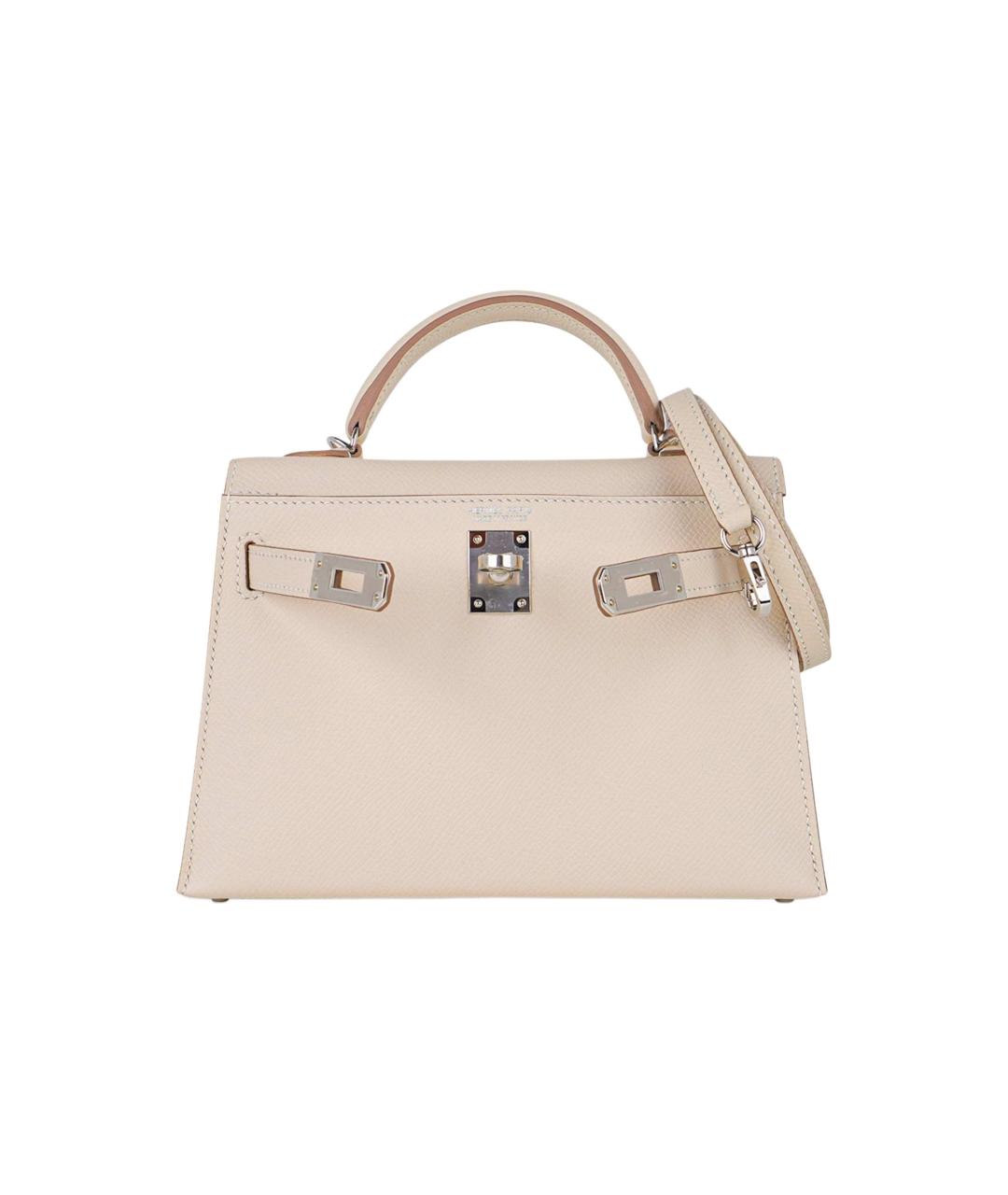 HERMES Белая кожаная сумка через плечо, фото 5