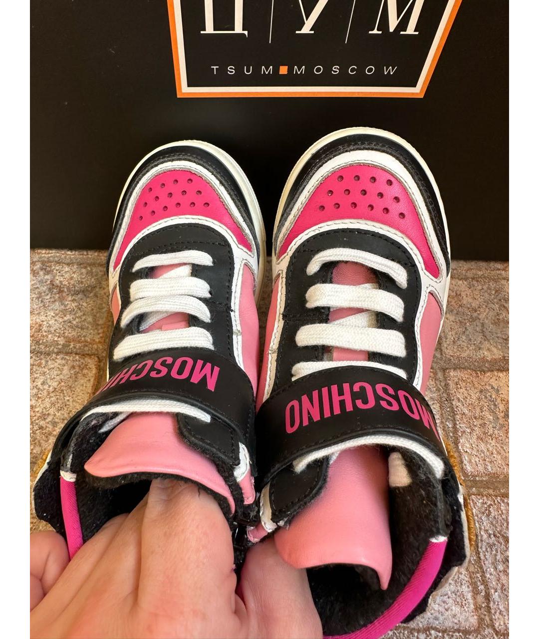LOVE MOSCHINO Розовые кожаные ботинки, фото 3
