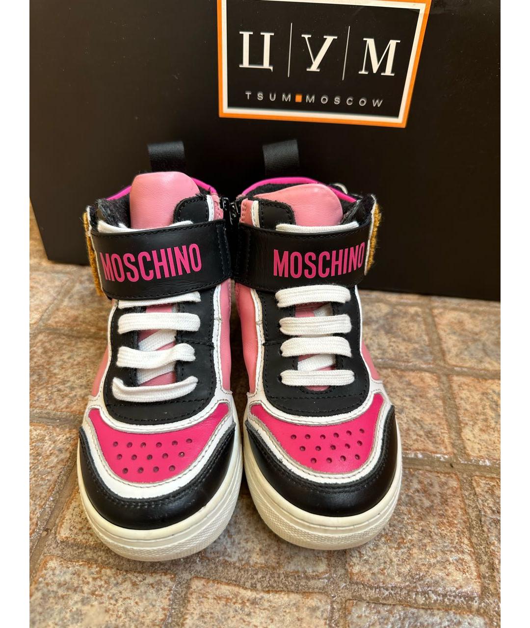 LOVE MOSCHINO Розовые кожаные ботинки, фото 2