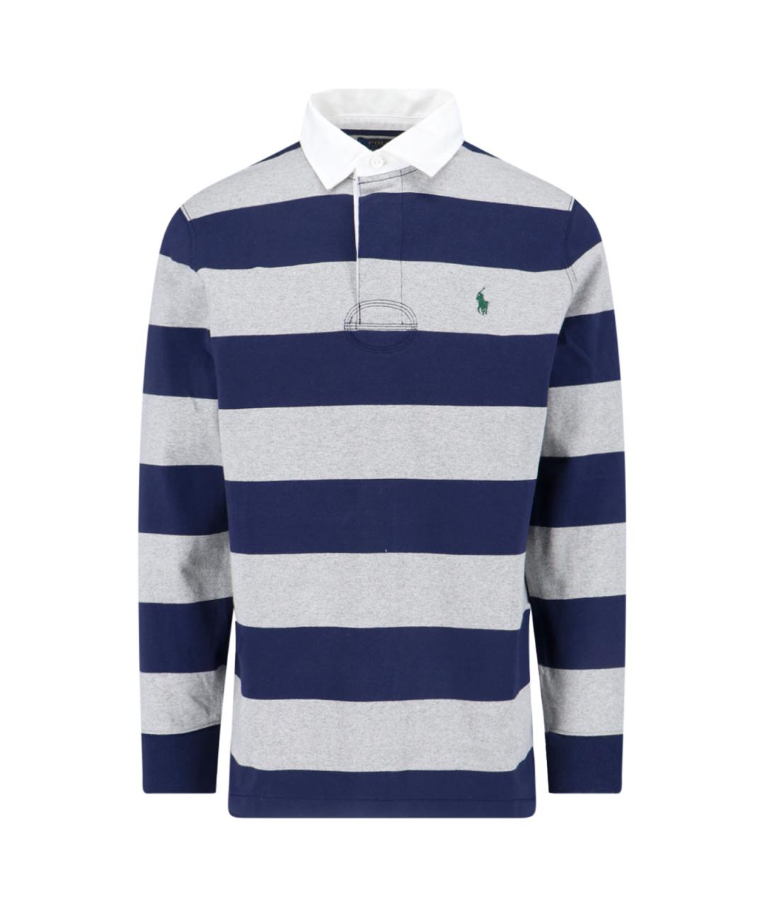 POLO RALPH LAUREN Синее хлопковое поло с длинным рукавом, фото 1
