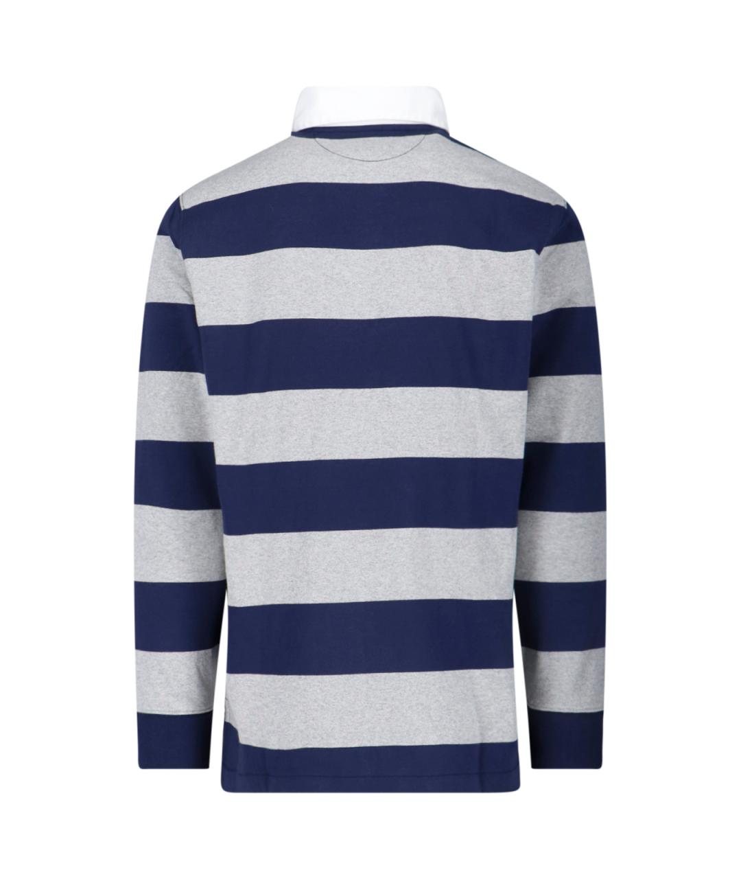 POLO RALPH LAUREN Синее хлопковое поло с длинным рукавом, фото 2