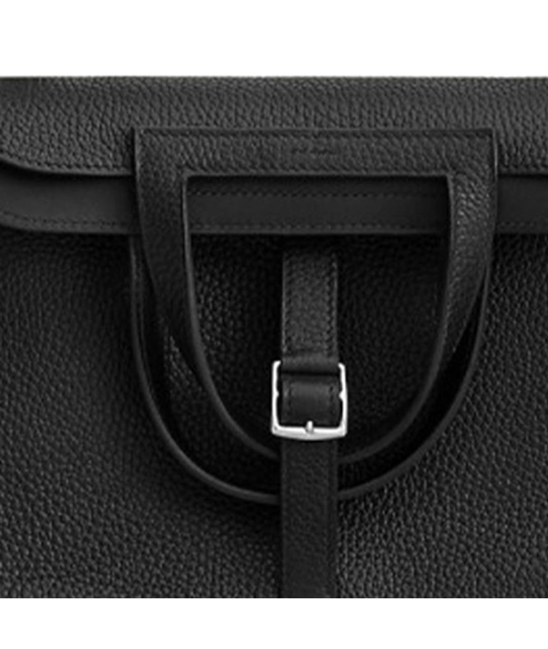 HERMES Черная кожаная сумка через плечо, фото 3