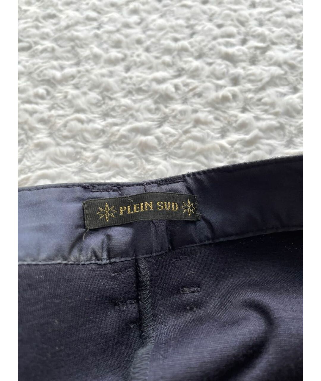 PLEIN SUD Темно-синие шерстяные прямые брюки, фото 7