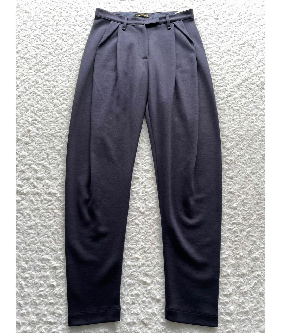 PLEIN SUD Темно-синие шерстяные прямые брюки, фото 9