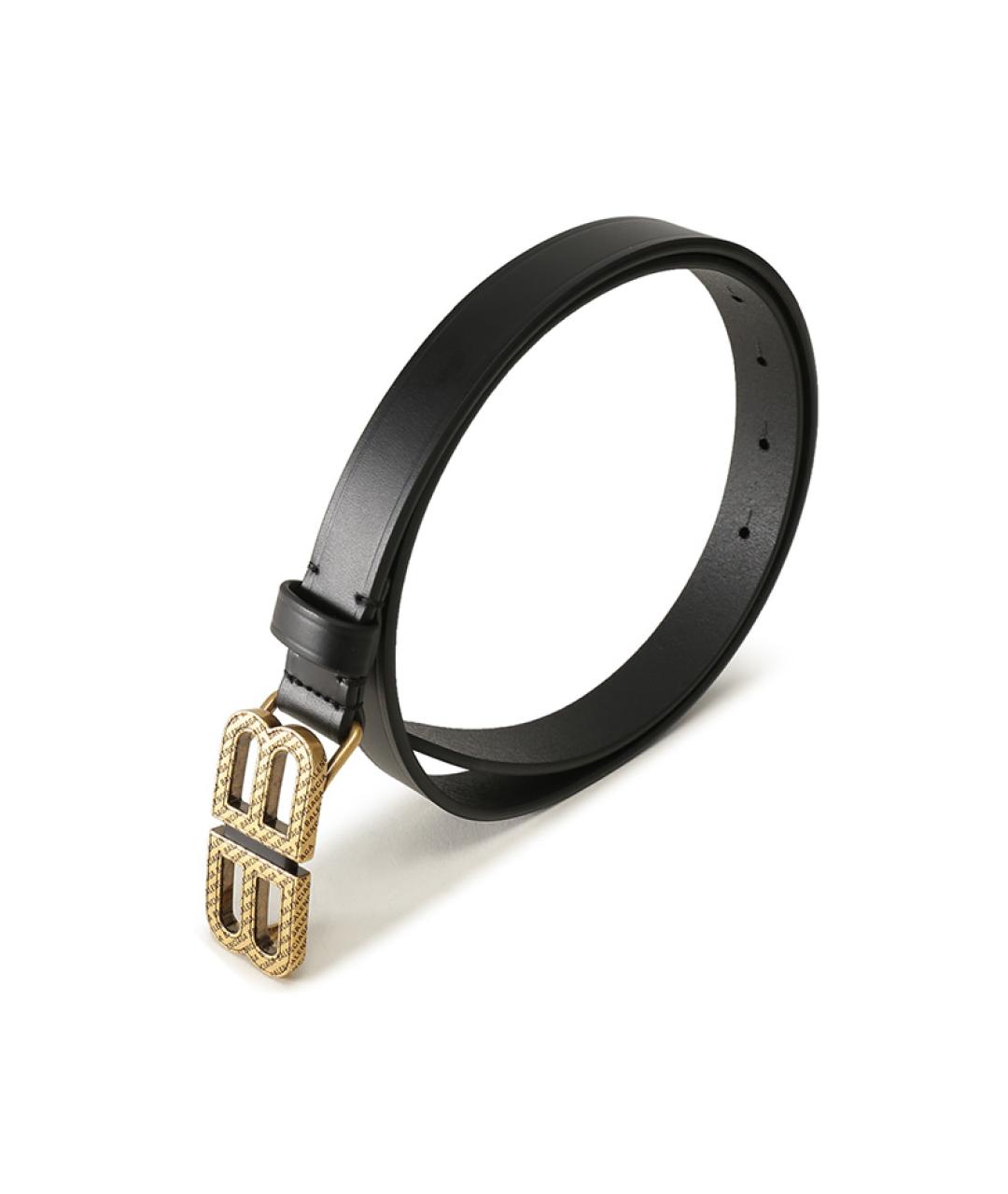 BALENCIAGA Черный кожаный ремень, фото 2