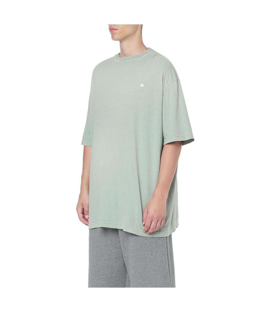 ACNE STUDIOS Салатовая хлопковая футболка, фото 4