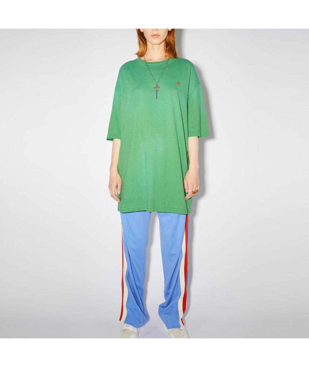 ACNE STUDIOS Зеленая хлопковая футболка, фото 2