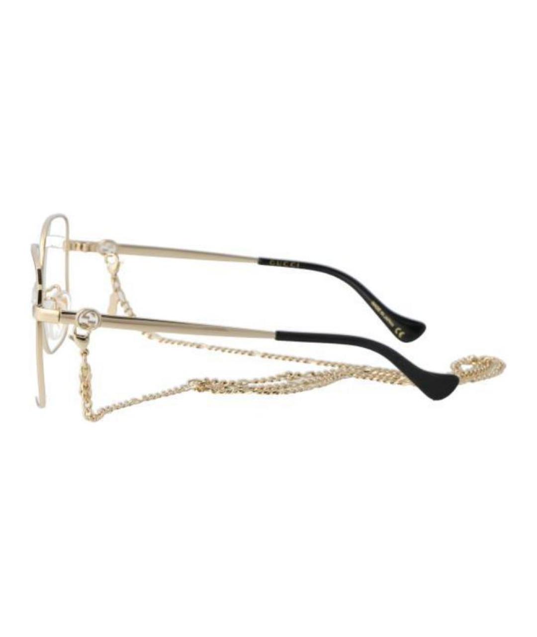 GUCCI Золотые металлические солнцезащитные очки, фото 3