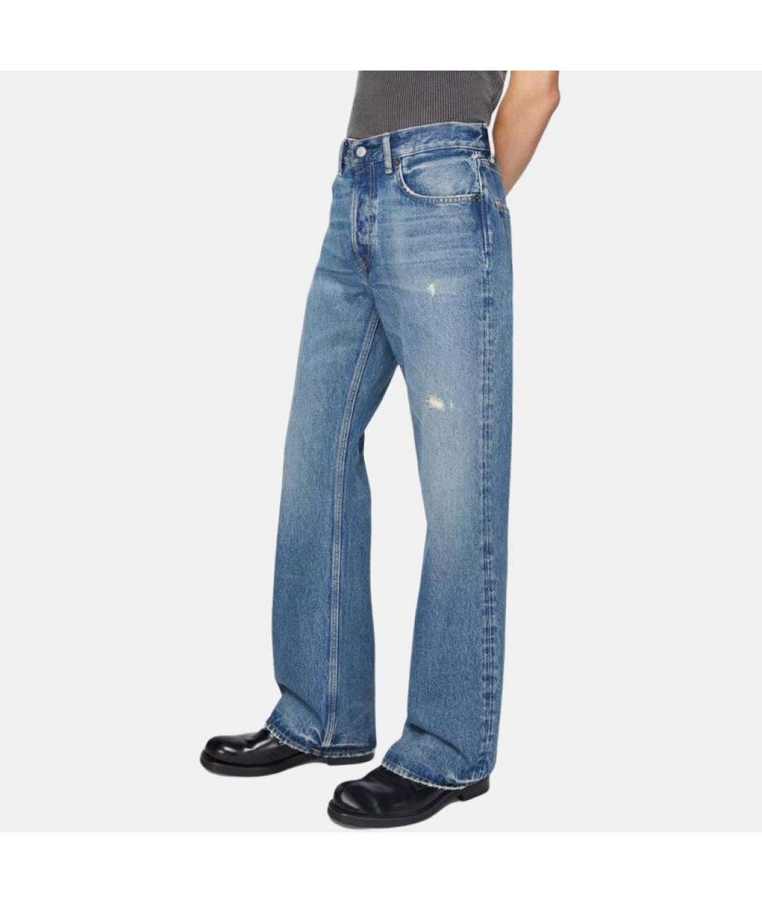 ACNE STUDIOS Синие хлопковые прямые джинсы, фото 3