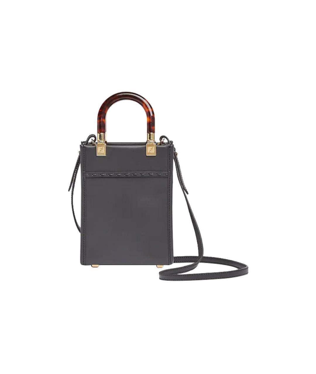 FENDI Серая кожаная сумка через плечо, фото 3