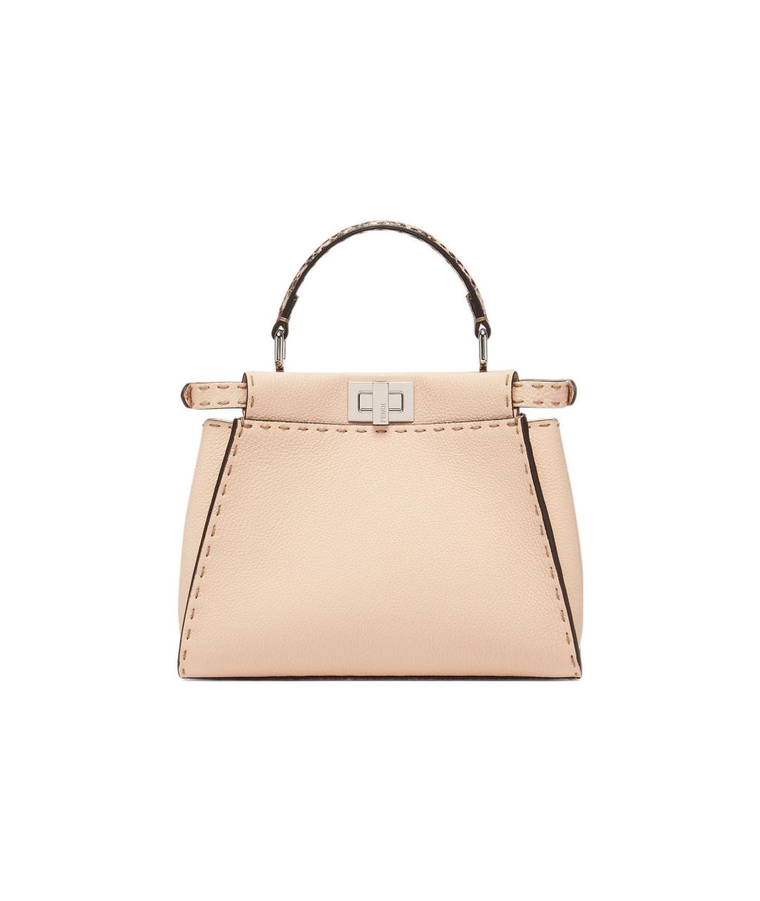 FENDI Бежевая кожаная сумка через плечо, фото 3