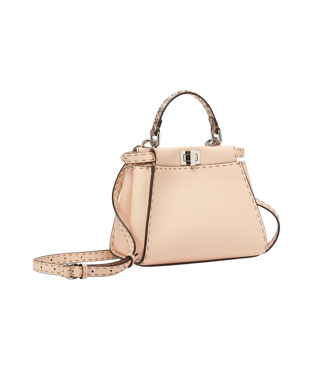 FENDI Бежевая кожаная сумка через плечо, фото 2