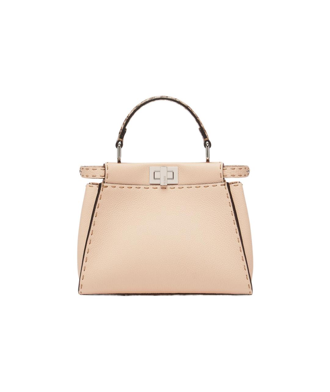 FENDI Бежевая кожаная сумка через плечо, фото 1