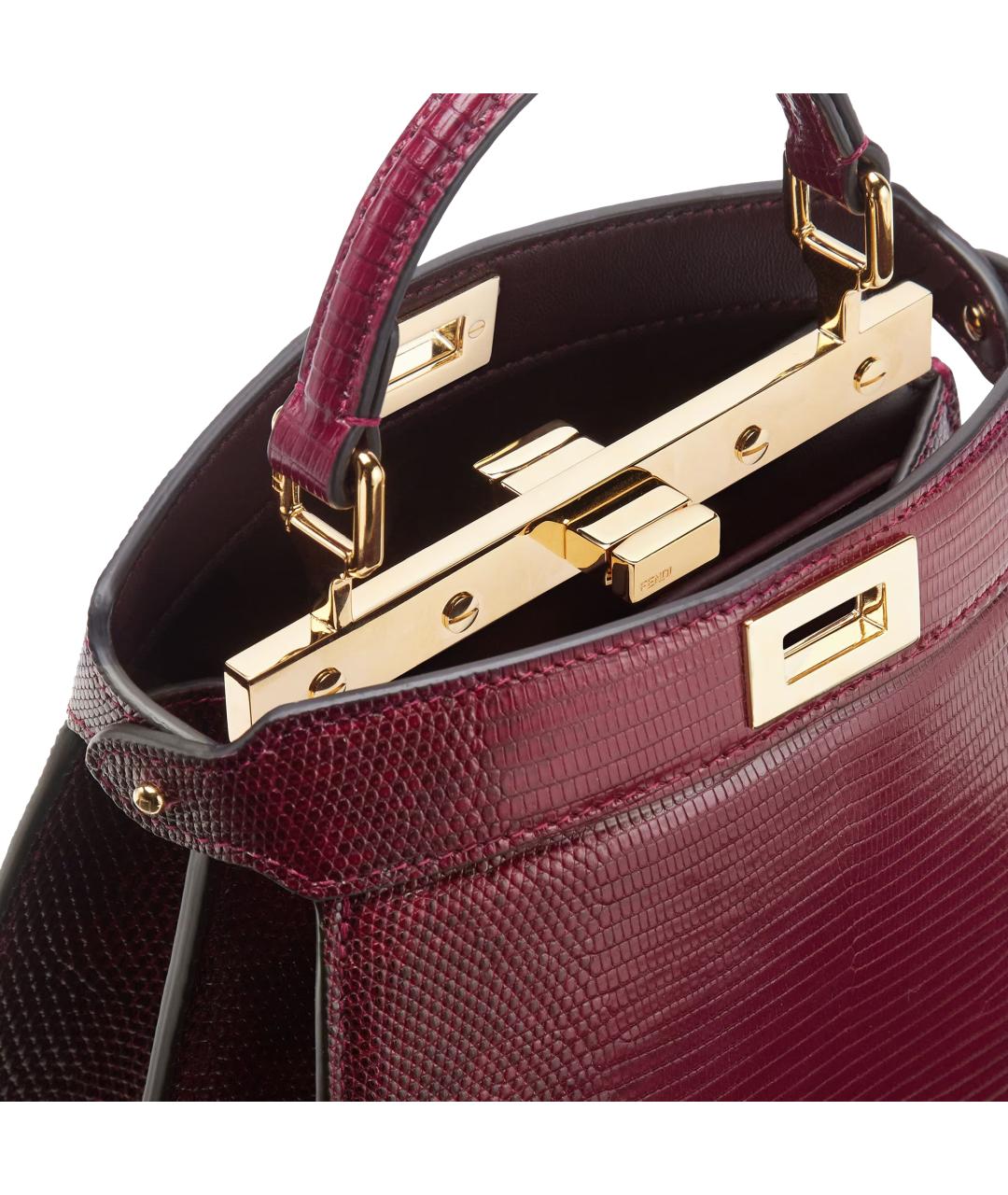 FENDI Бордовая кожаная сумка через плечо, фото 5