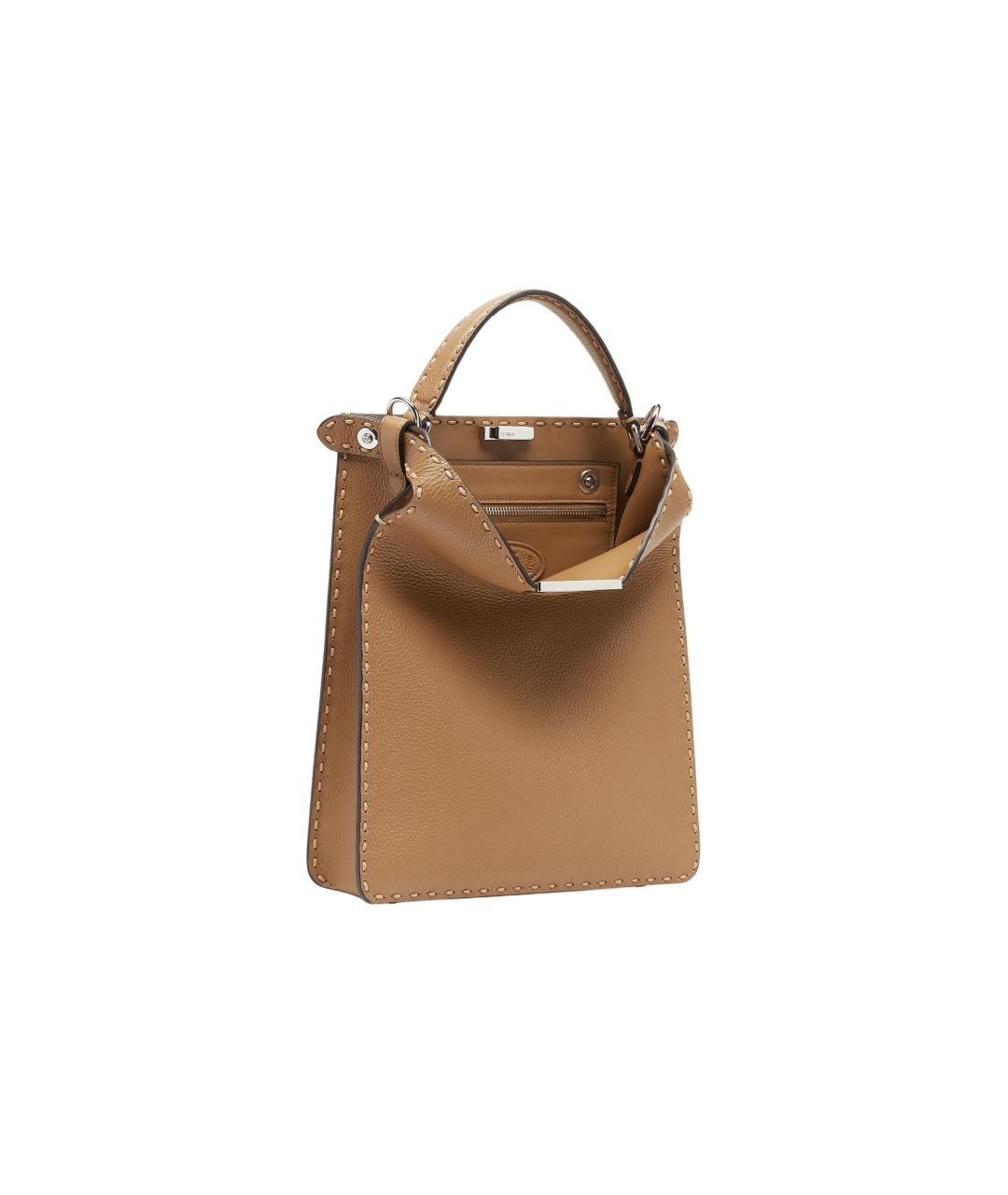 FENDI Коричневая кожаная сумка на плечо, фото 4