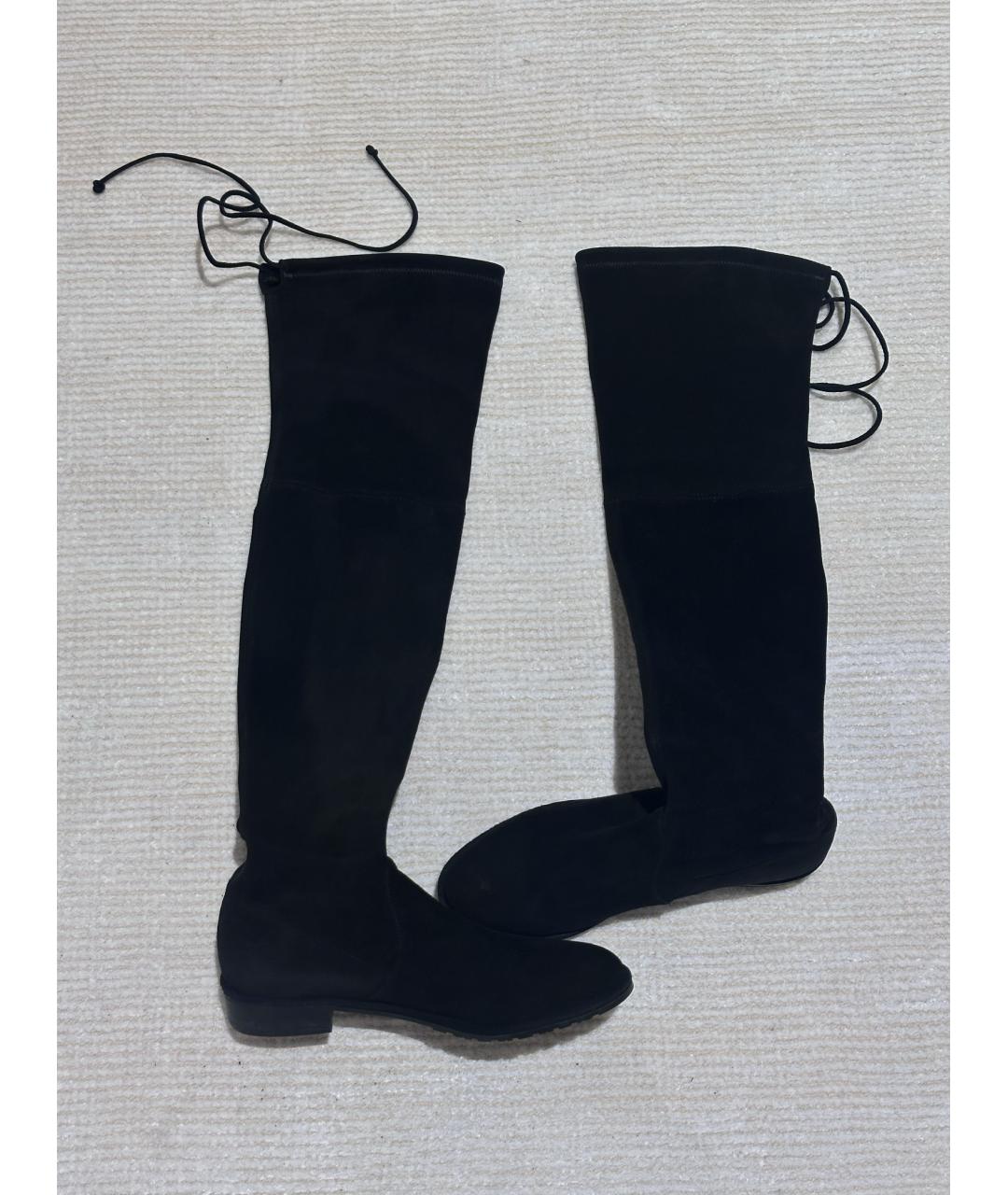STUART WEITZMAN Черные замшевые ботфорты, фото 4