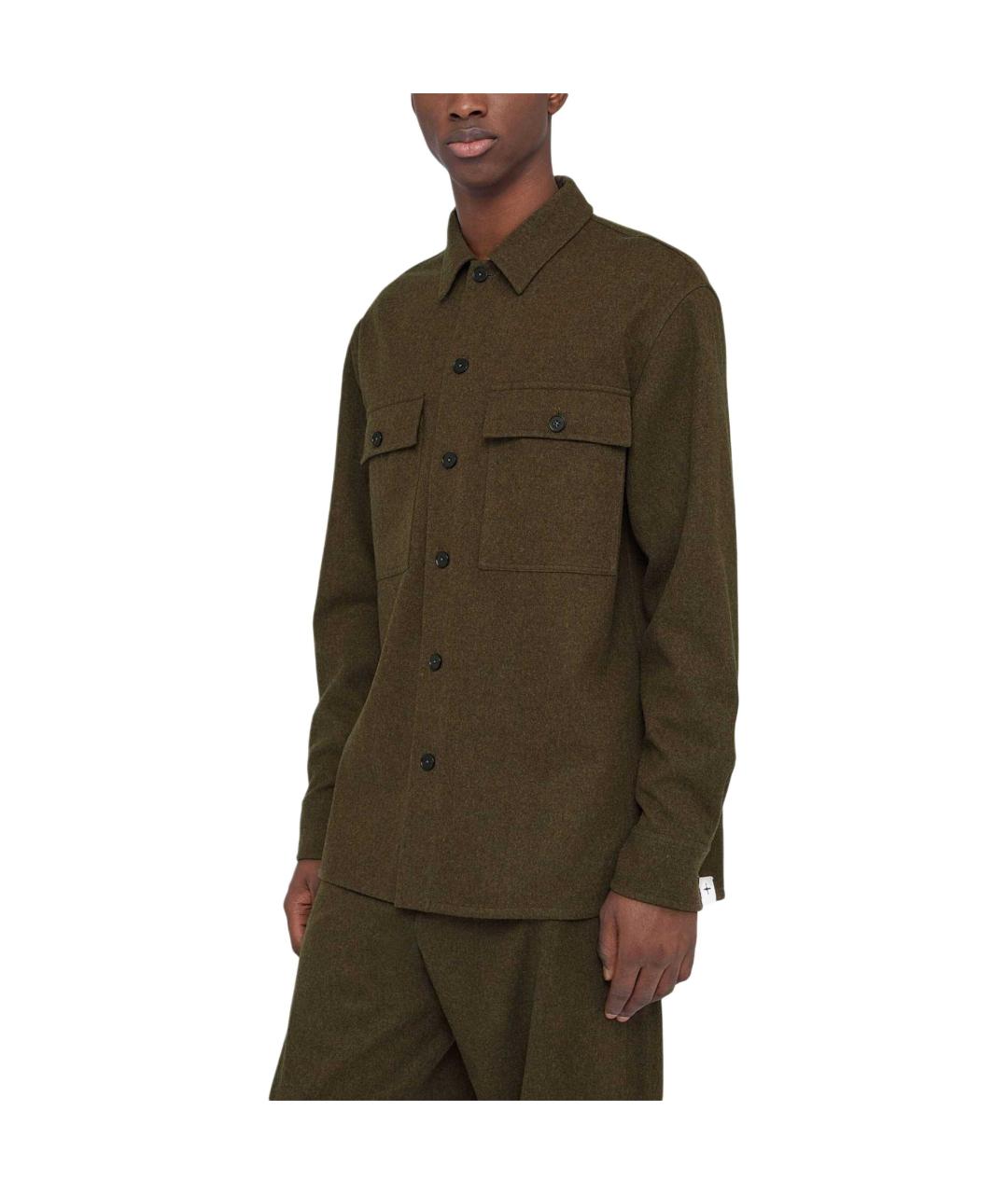 JIL SANDER Коричневая шерстяная кэжуал рубашка, фото 3