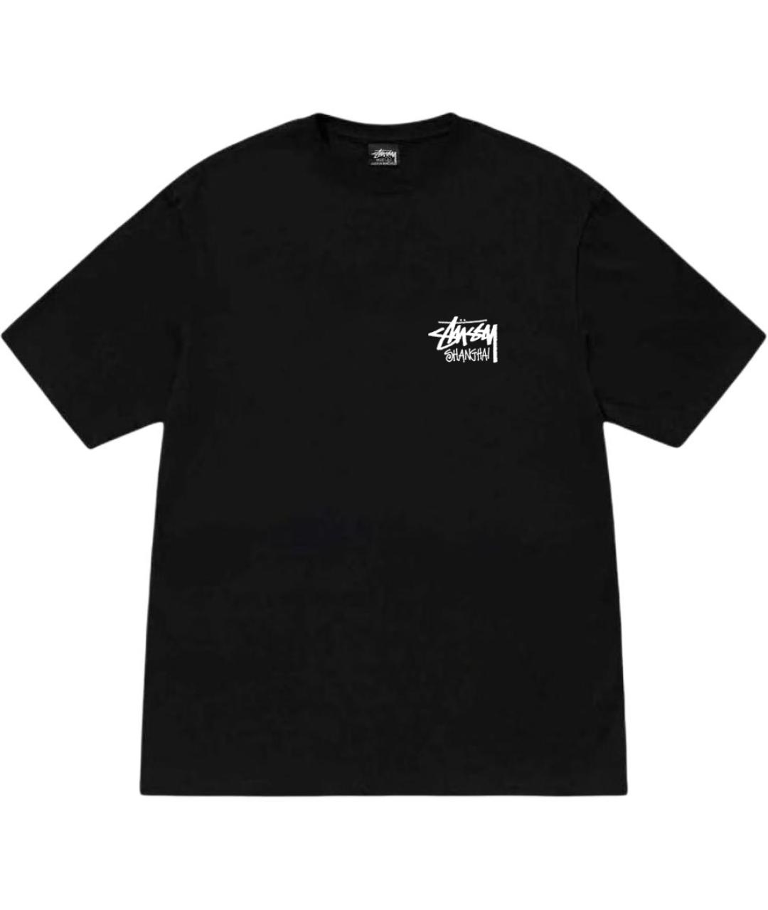 STUSSY Черная хлопковая футболка, фото 1