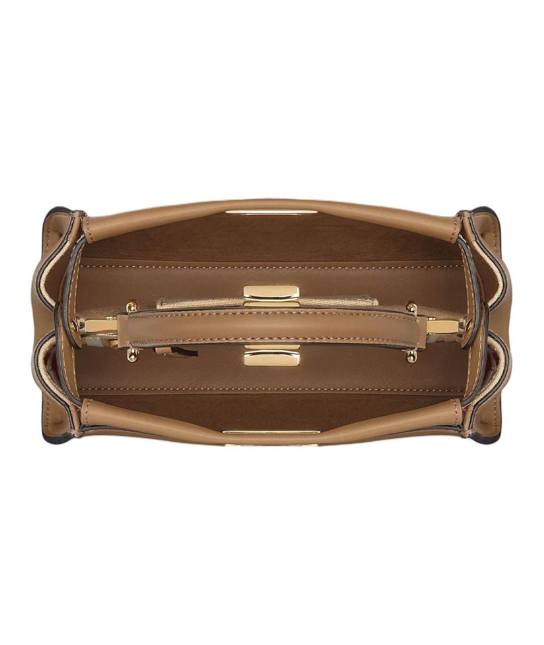 FENDI Коричневая кожаная сумка через плечо, фото 4