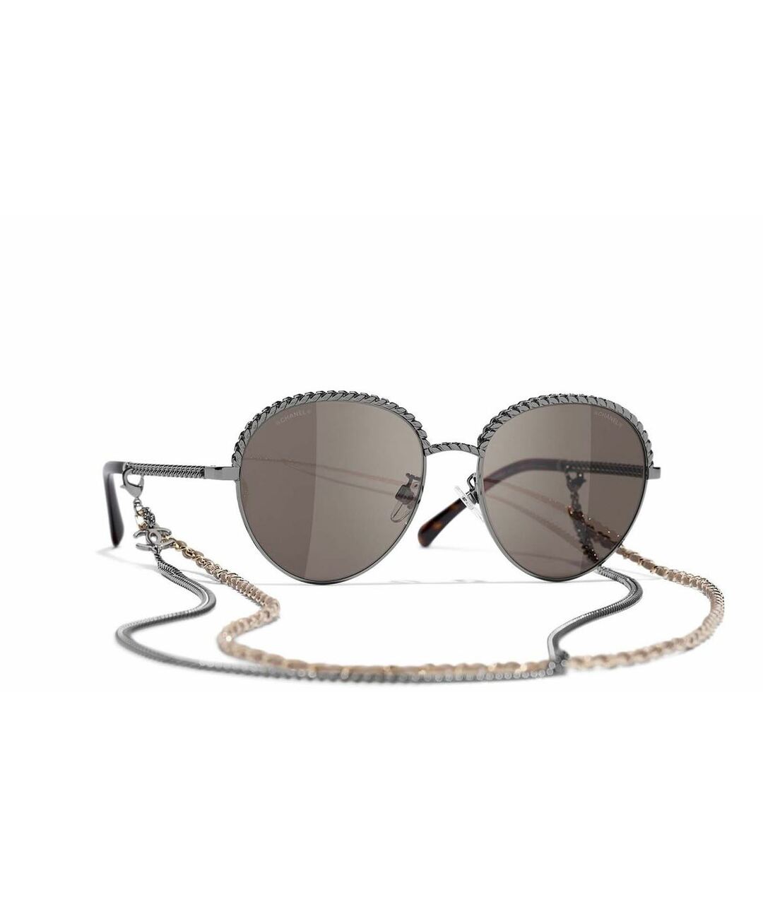 CHANEL PRE-OWNED Серые металлические солнцезащитные очки, фото 2
