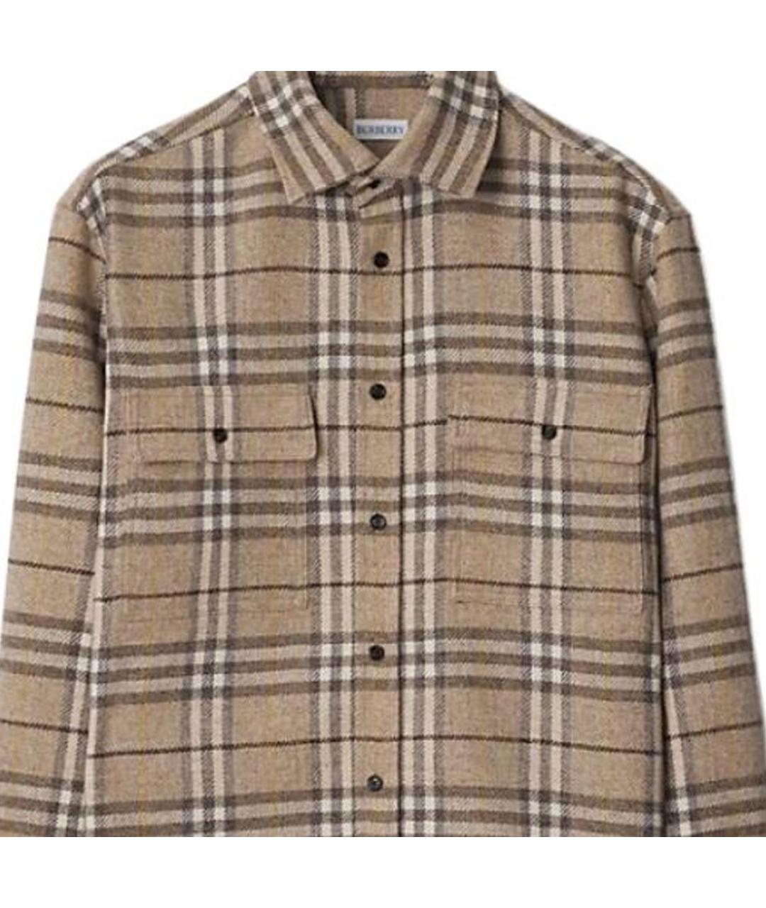 BURBERRY Бежевая кашемировая кэжуал рубашка, фото 5