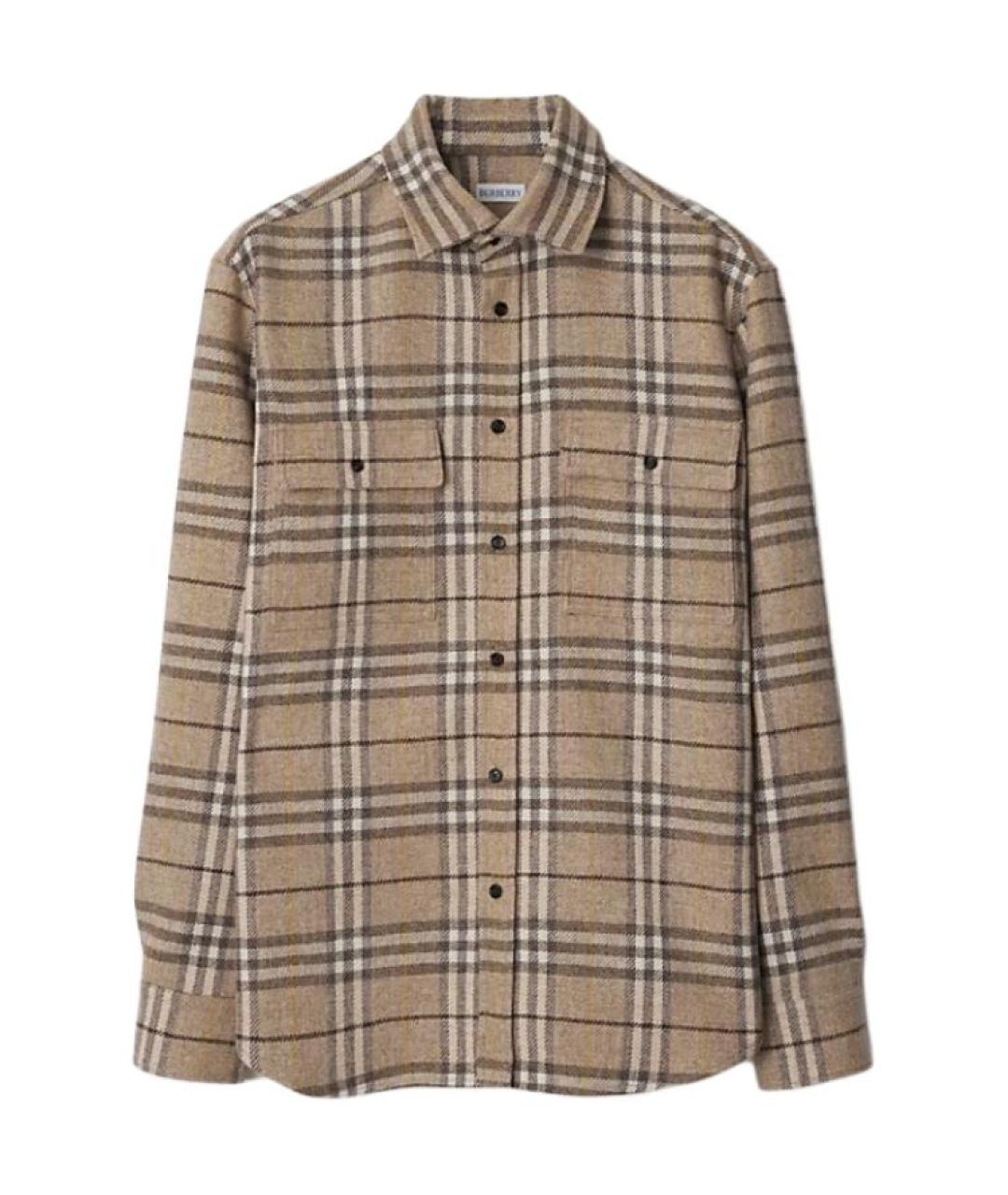 BURBERRY Бежевая кашемировая кэжуал рубашка, фото 1