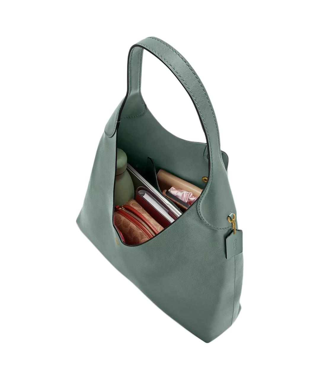 COACH Зеленая кожаная сумка через плечо, фото 4