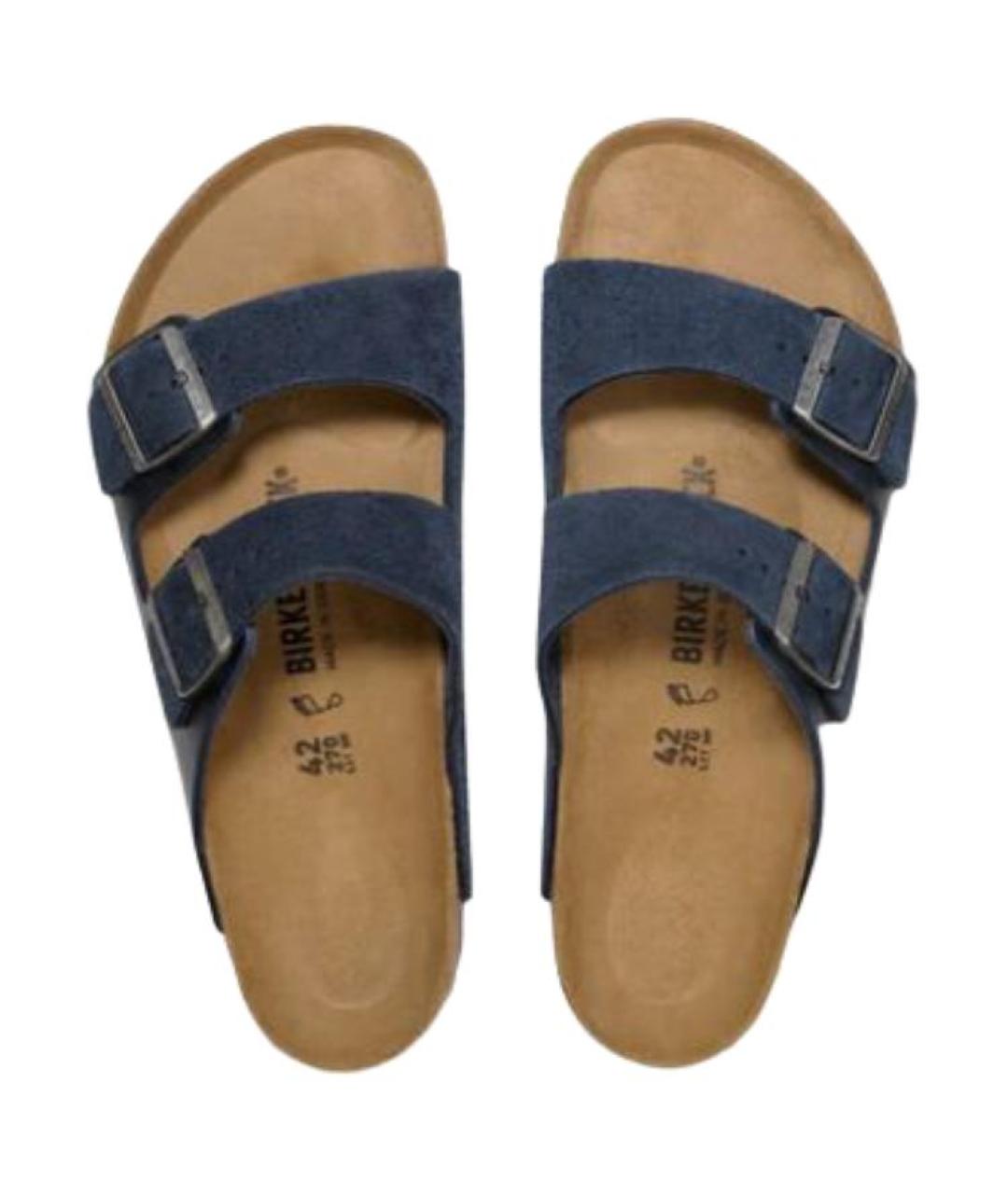 BIRKENSTOCK Темно-синие нубуковые сандалии, фото 4