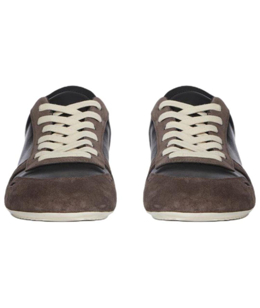 RICK OWENS Коричневые кожаные низкие кроссовки / кеды, фото 4