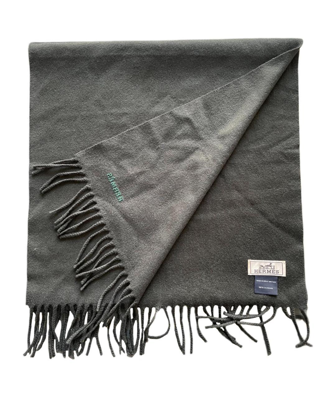 HERMES Серый кашемировый шарф, фото 1