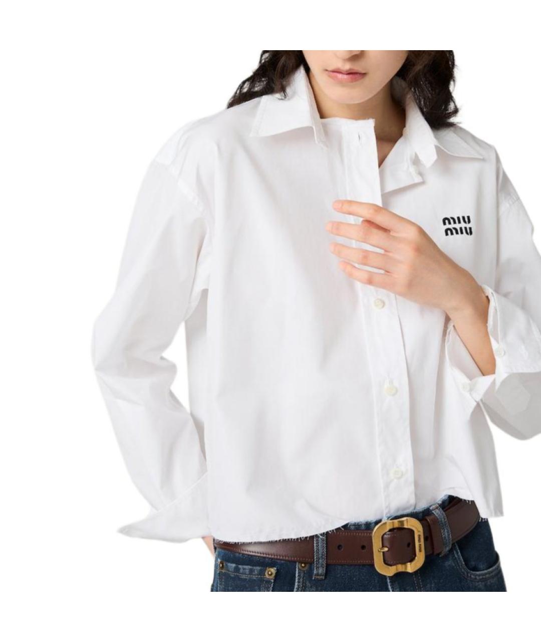 MIU MIU Белая хлопковая рубашка, фото 4
