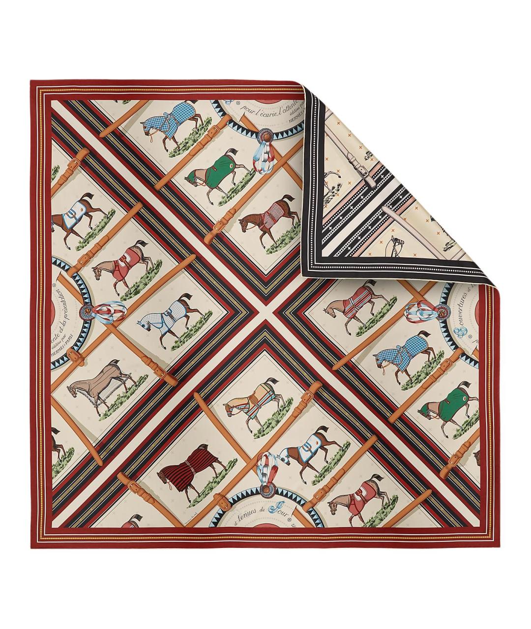 HERMES Коричневый шелковый шарф, фото 3