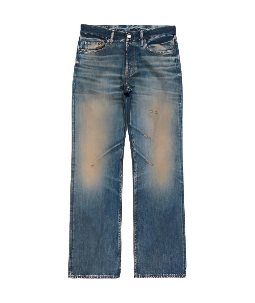 ACNE STUDIOS Синие хлопковые прямые джинсы, фото 1